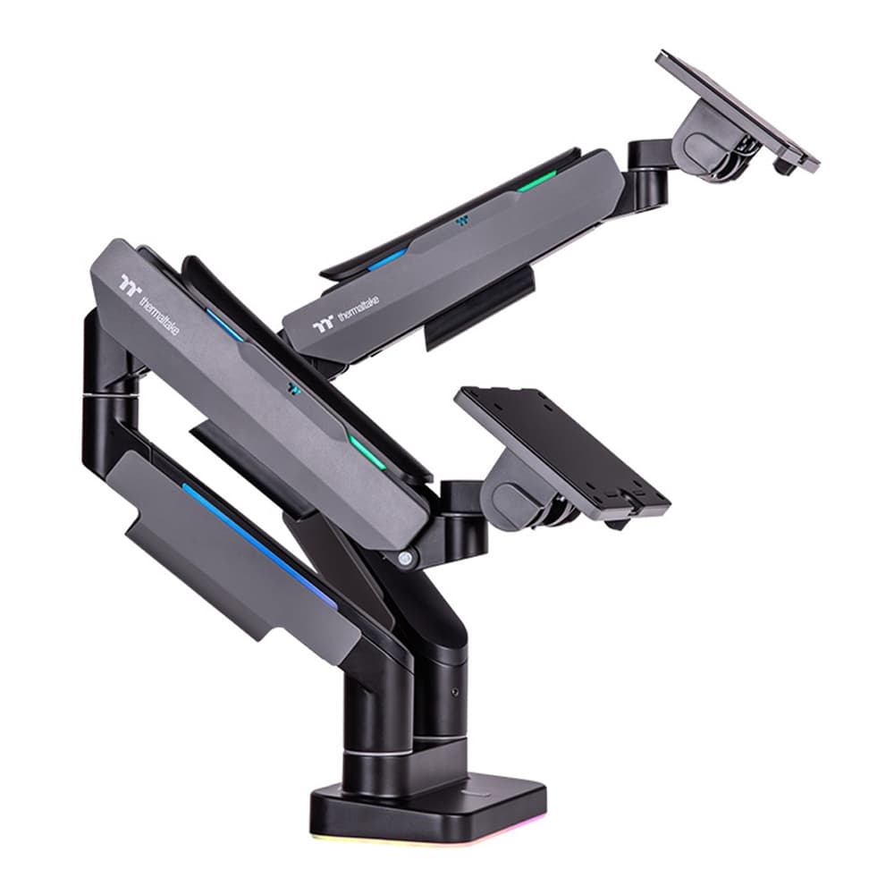 MONITOR ARM (ขาตั้งจอ) THERMALTAKE DUAL RGB MONITOR ARM (DARK GREY)