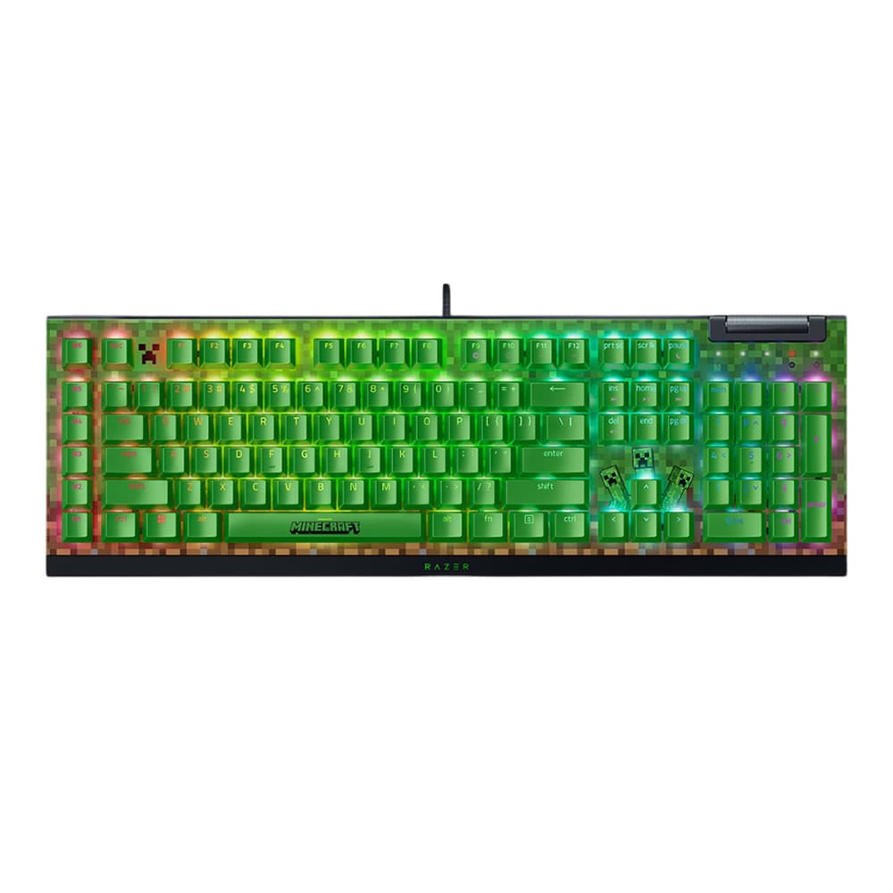 KEYBOARD (คีย์บอร์ด) RAZER BLACKWIDOW V4 X MINECRAFT EDITION RAZER GREEN SWITCH CHROMA RGB EN - GREEN