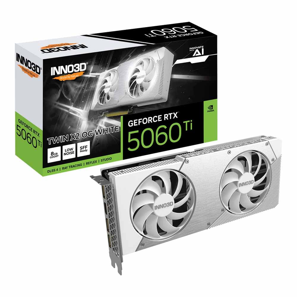 VGA (การ์ดแสดงผล) INNO3D GEFORCE RTX 5060 TI 8GB TWIN X2 OC WHITE - 8GB GDDR7