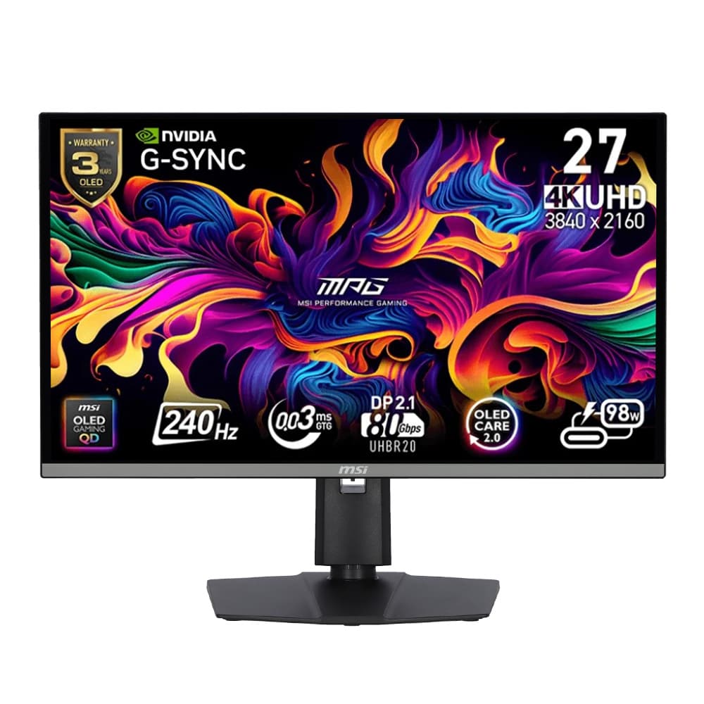 MONITOR (จอมอนิเตอร์) MSI MPG 272URX QD-OLED - 26.5 INCH QD-OLED 4K 240Hz G-SYNC COMPATIBLE USB-C