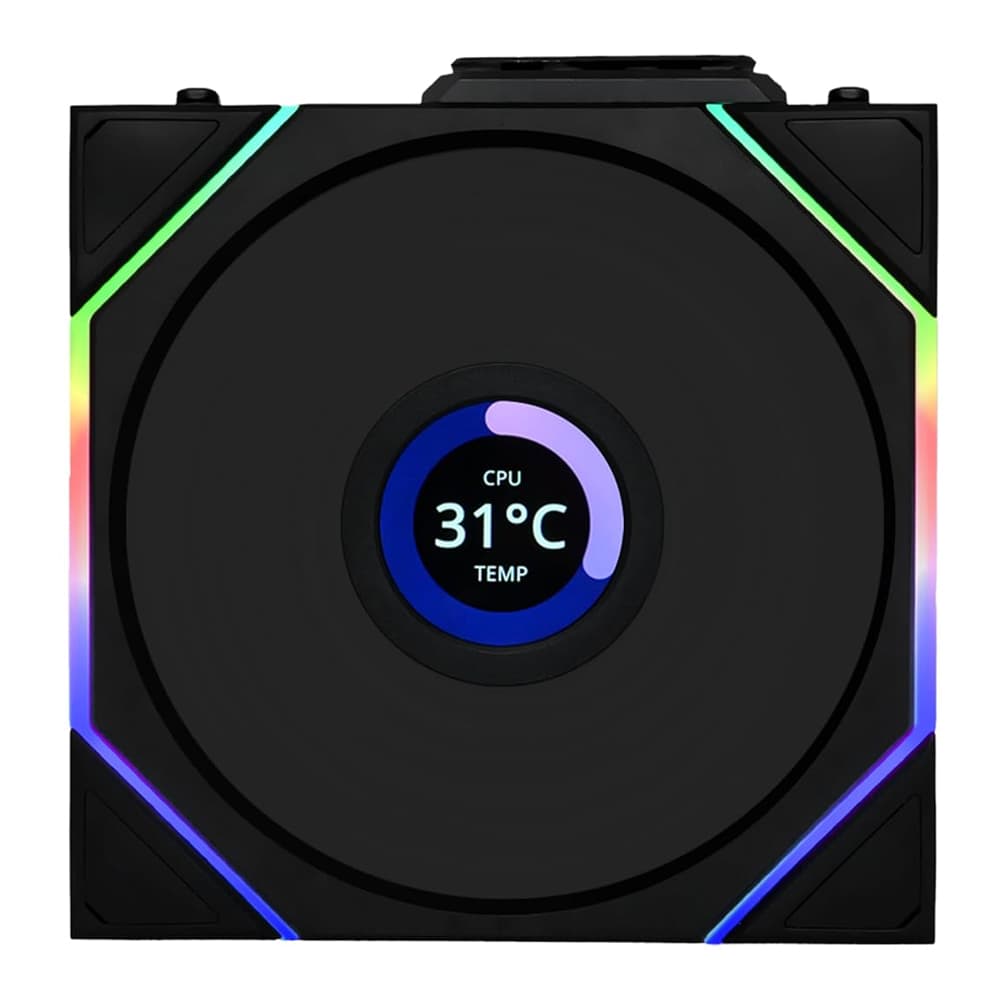 CASE FAN (พัดลมเคส) LIAN LI UNI FAN TL120 LCD REVERSE BLADE WIRELESS - BLACK (12RTLLCD1W1B)