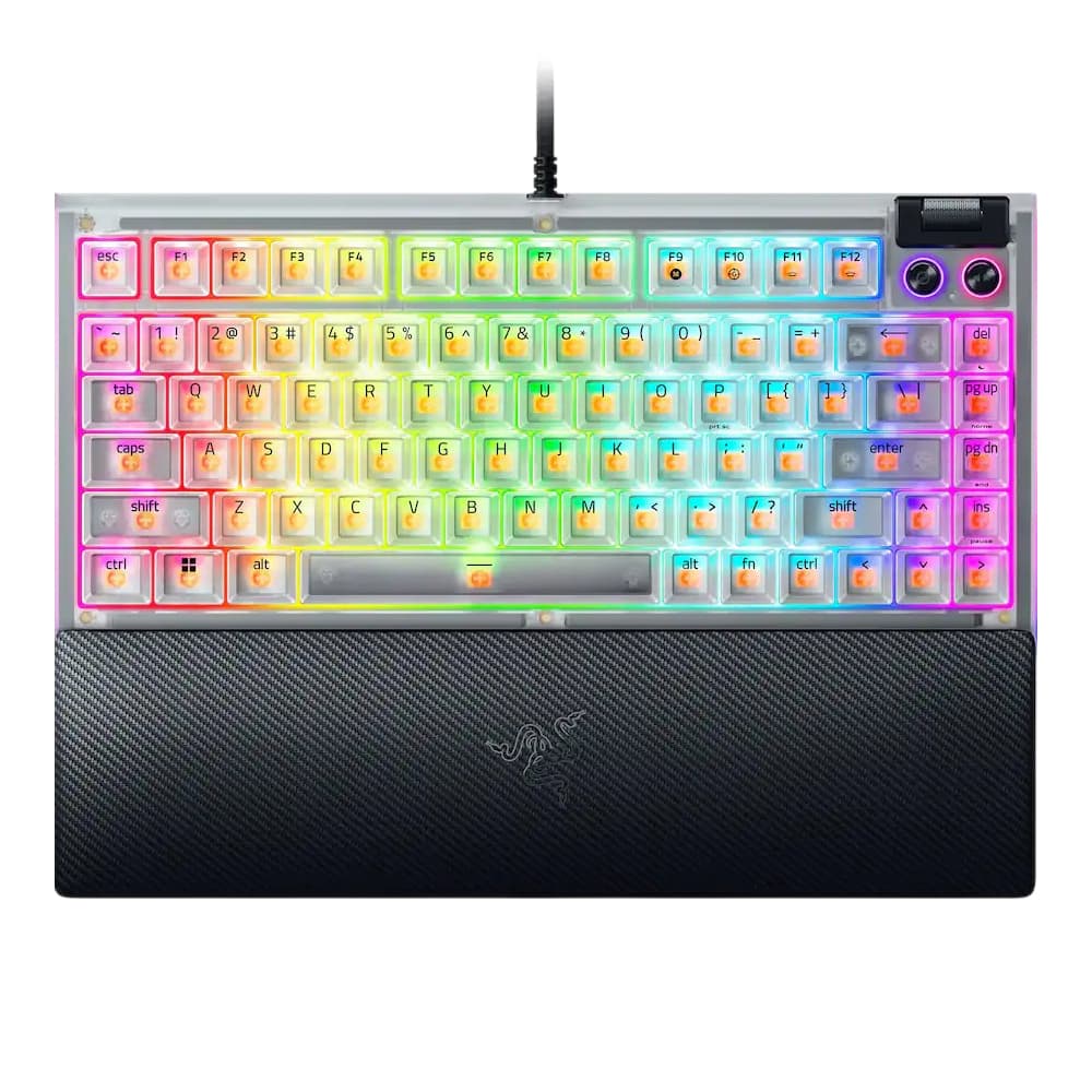 KEYBOARD (คีย์บอร์ด) RAZER BLACKWIDOW V4 75% PHANTOM WHITE EDITION - RAZER ORANGE TACTILE MECHANICAL SWITCH GEN-3 CHROMA RGB EN