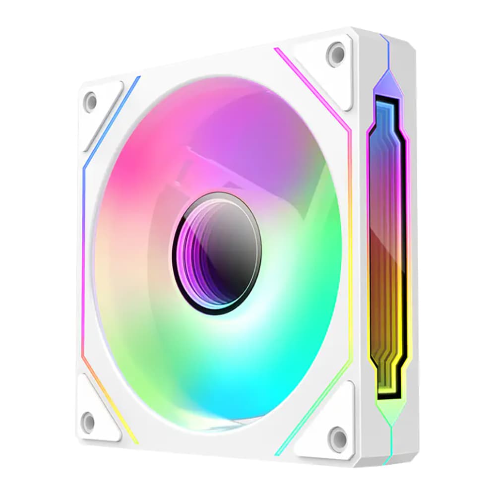 CASE FAN (พัดลมเคส) HUNTKEY GS120F FANTASY - 120MM ARGB REVERSE BLADE WHITE